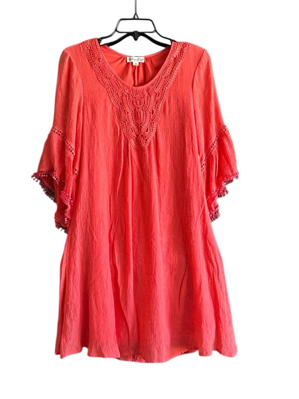 Boho Crochet-Detail Coral Tunic by Chaps